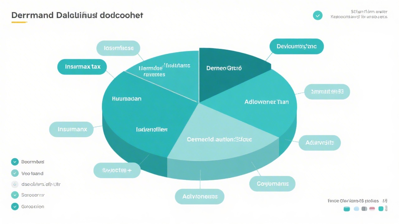 Infographic showing detailed breakdown of German payroll deductions with labeled segments for insurance taxes and allowances in a modern teal color palette